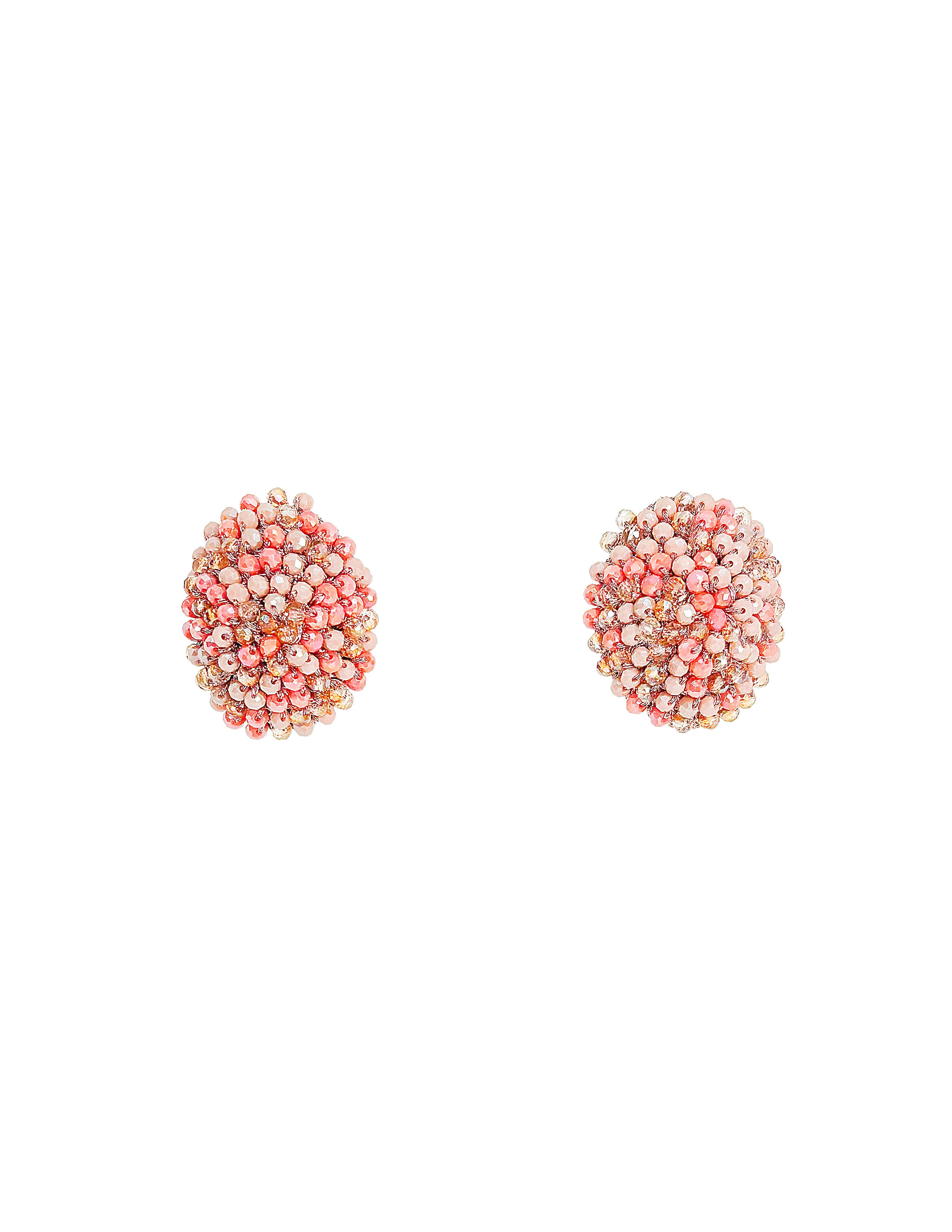 Oval Crystal Button Earrings