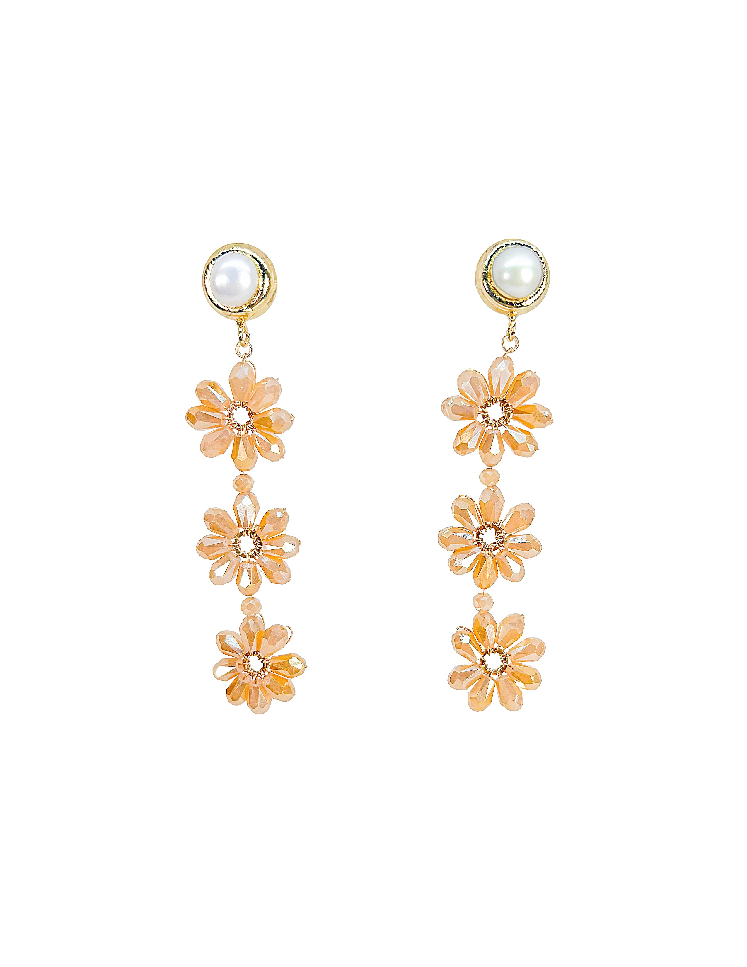 Triple Flower Crystal Earrings