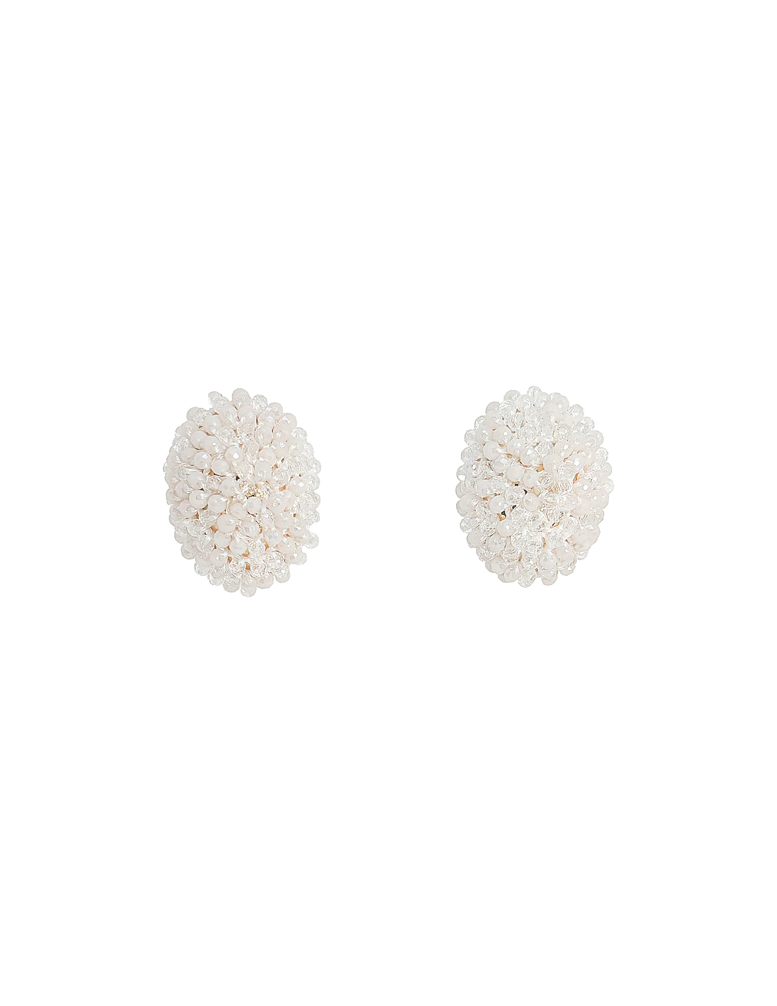 Oval Crystal Button Earrings