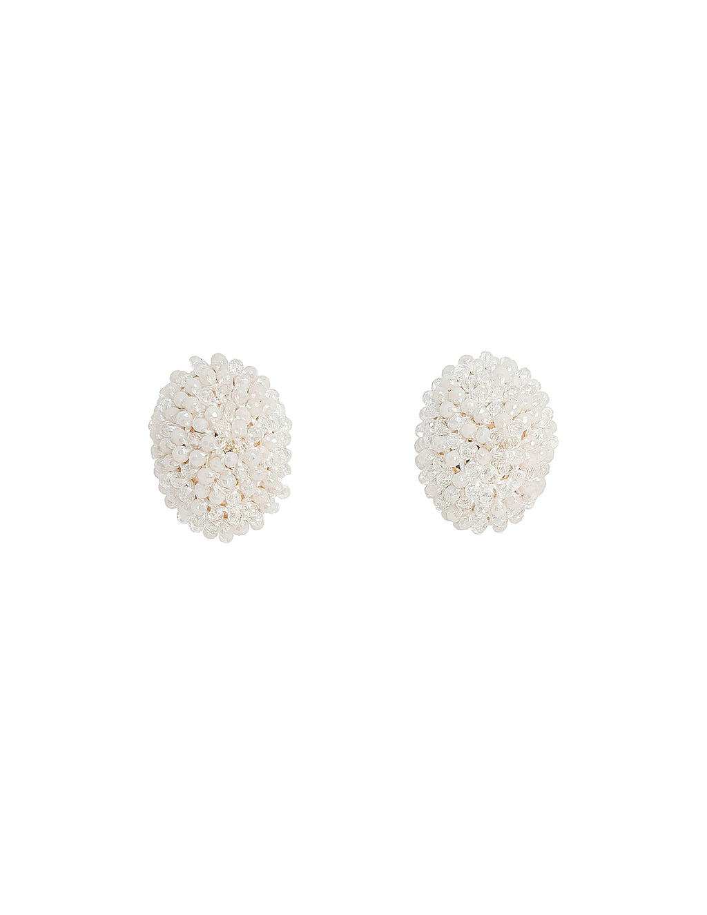 Oval Crystal Button Earrings