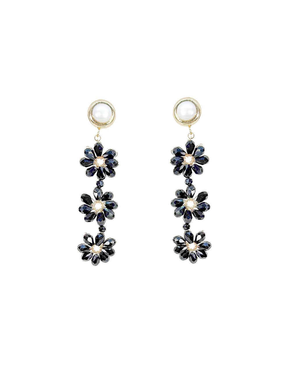 Triple Flower Crystal Earrings