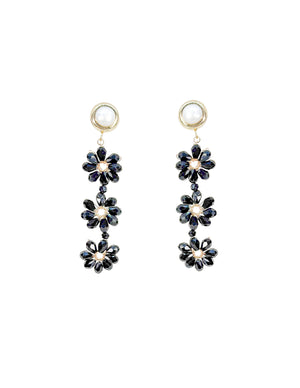 Triple Flower Crystal Earrings