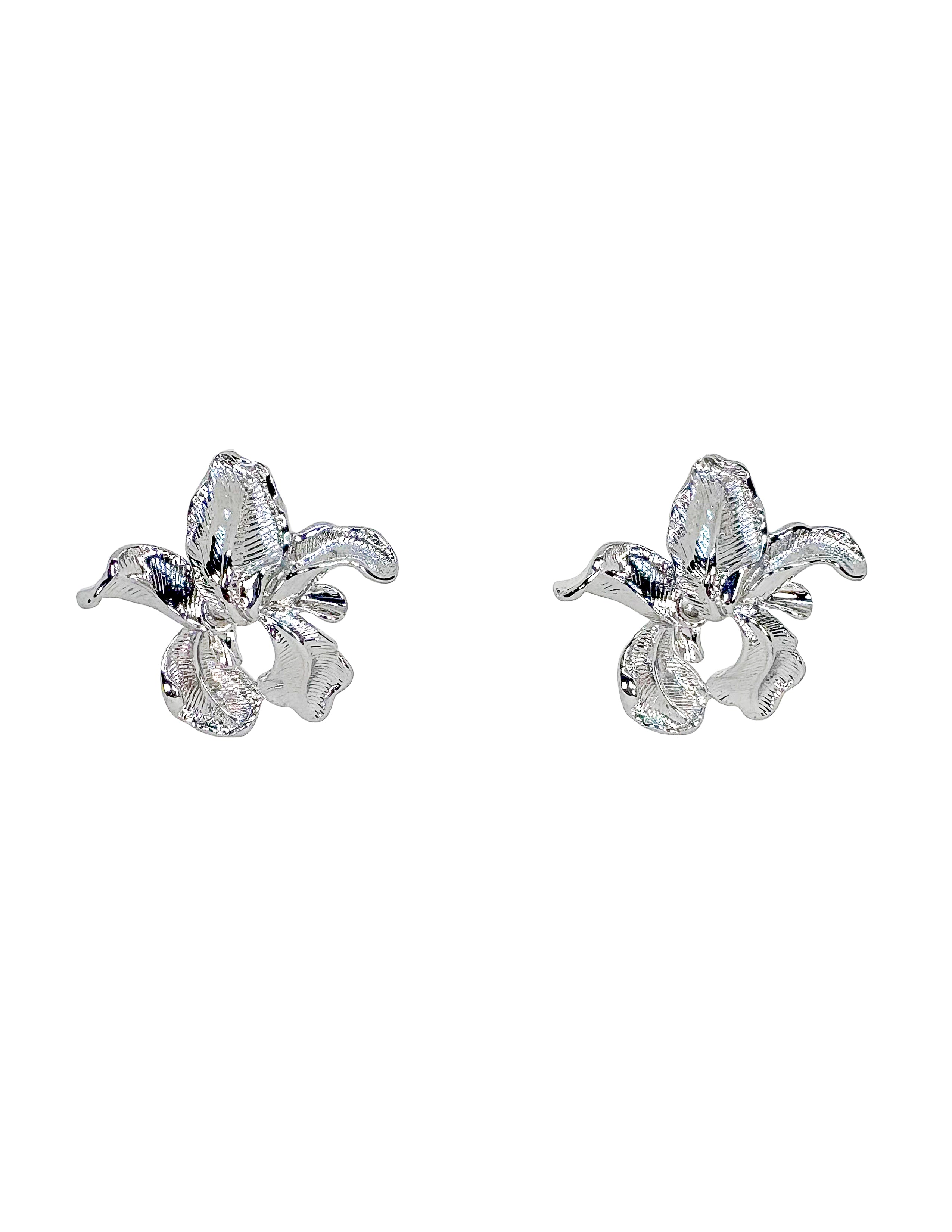 Silver Orchid Earrings