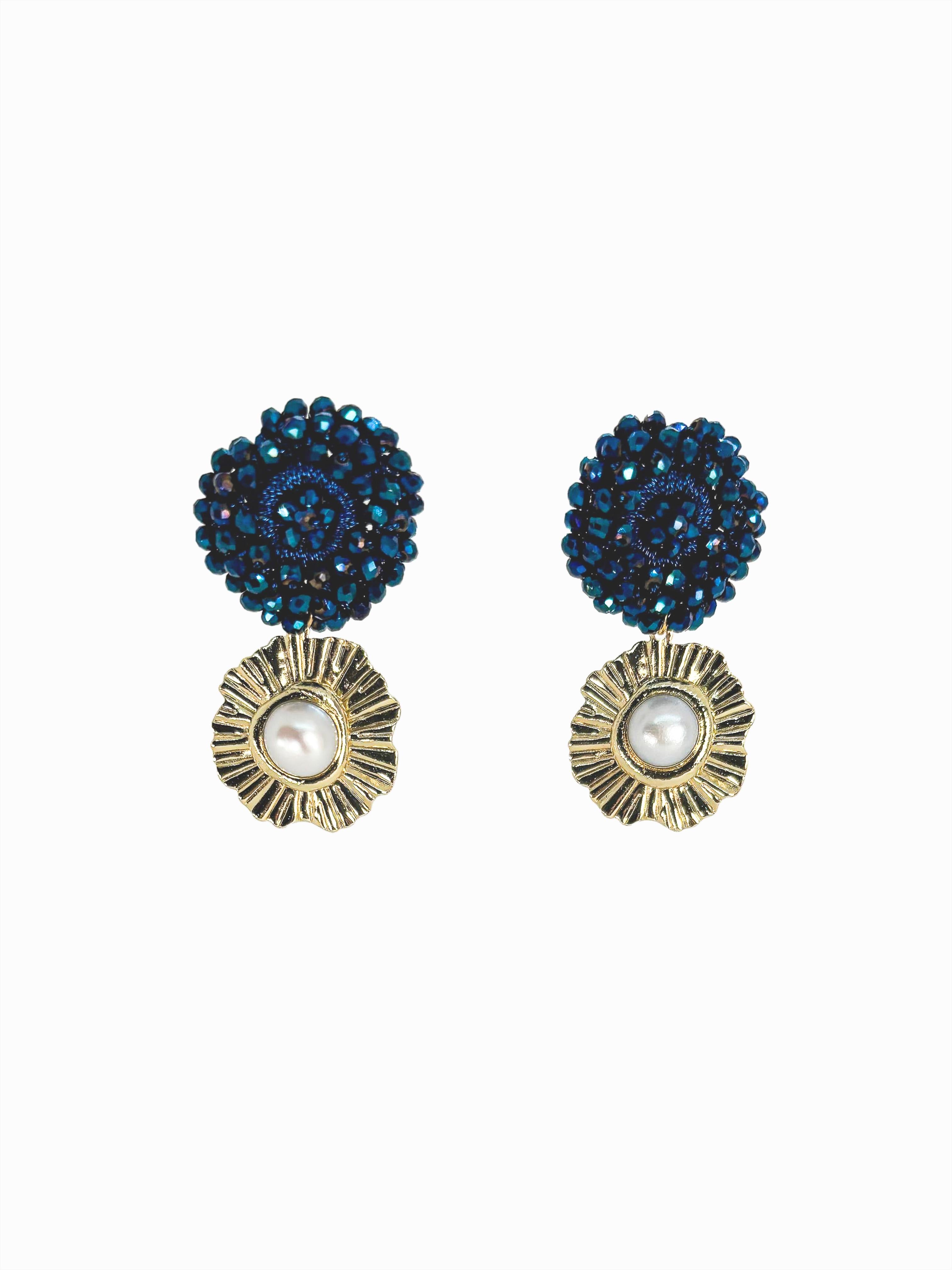 Navy Blue Golden Flower