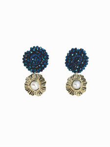 Navy Blue Golden Flower