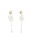 Long Pearl Flower Earrings