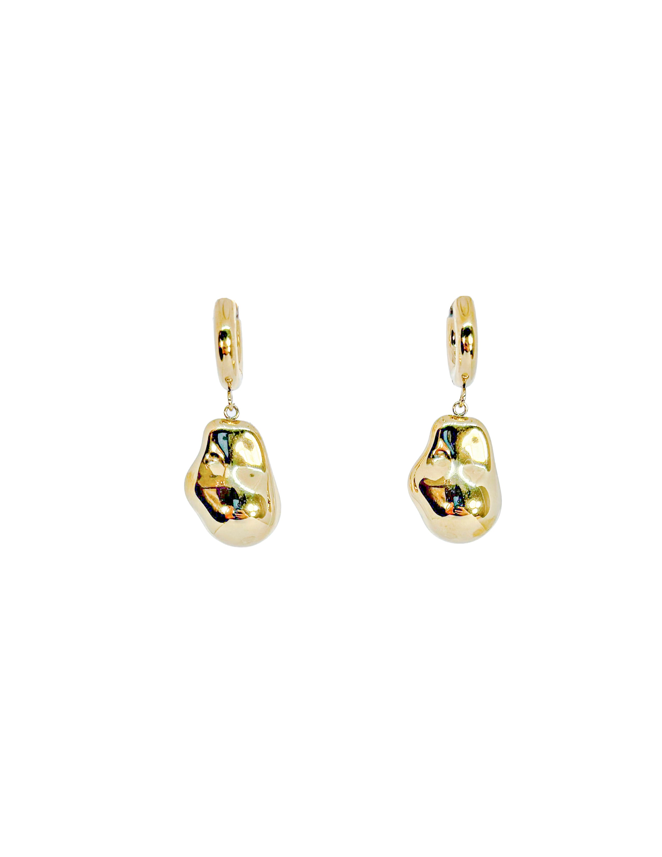 Gold Stone Hoops