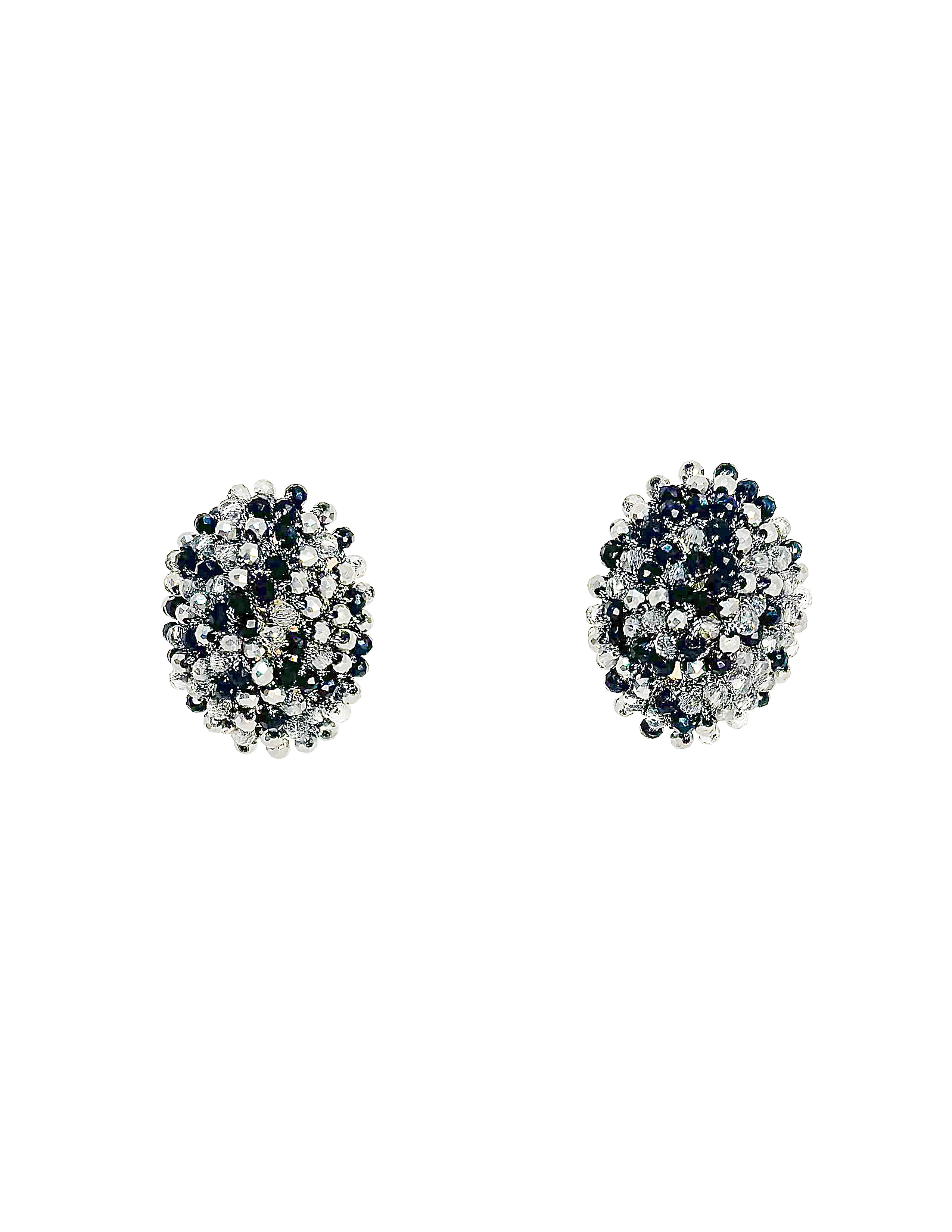 Oval Crystal Button Earrings