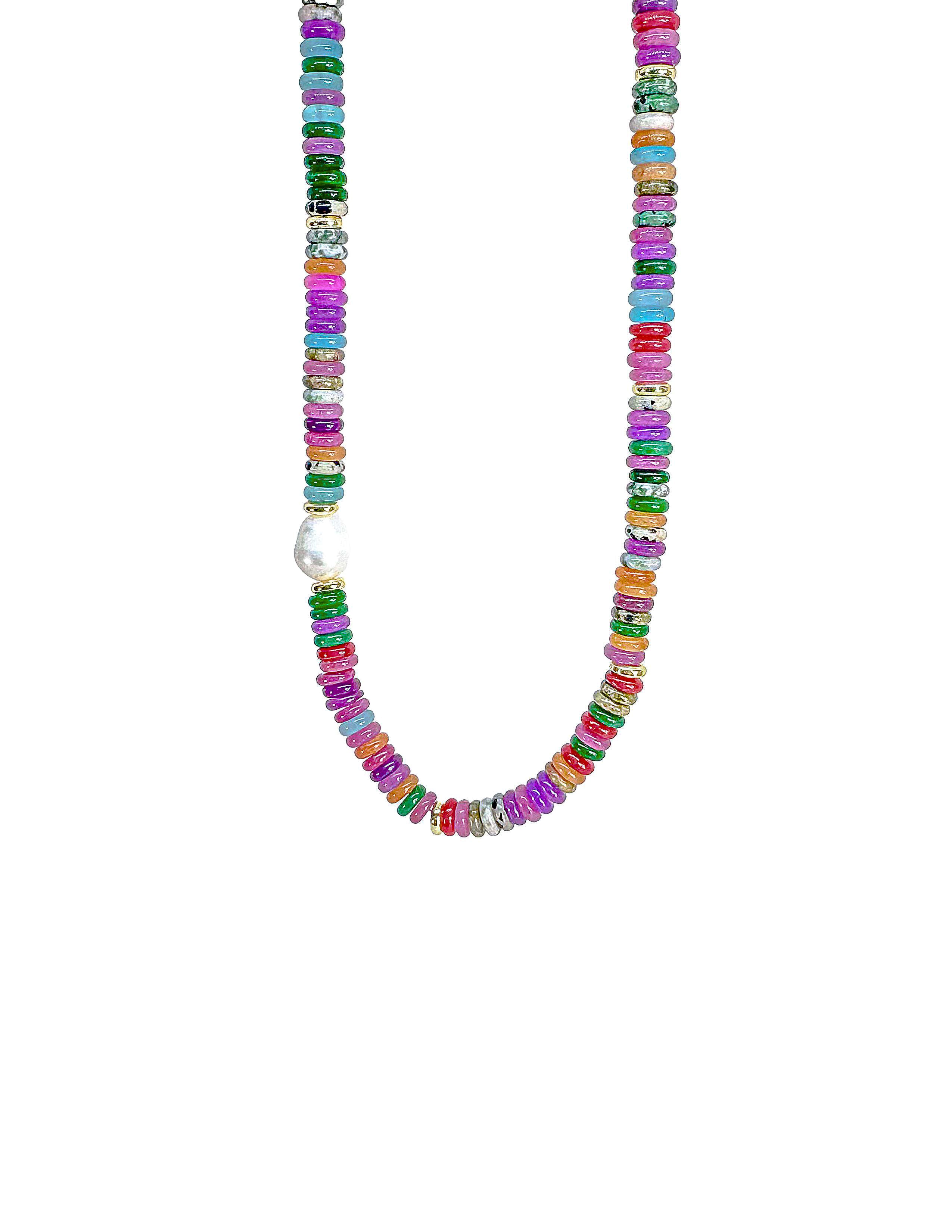 Big Pearl Colorful Stone Necklace